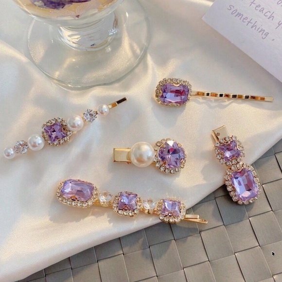 Luxe Rhinestone Statement Gold Tone Hair Pins Clips Set